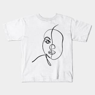 women face one line minimal art Kids T-Shirt